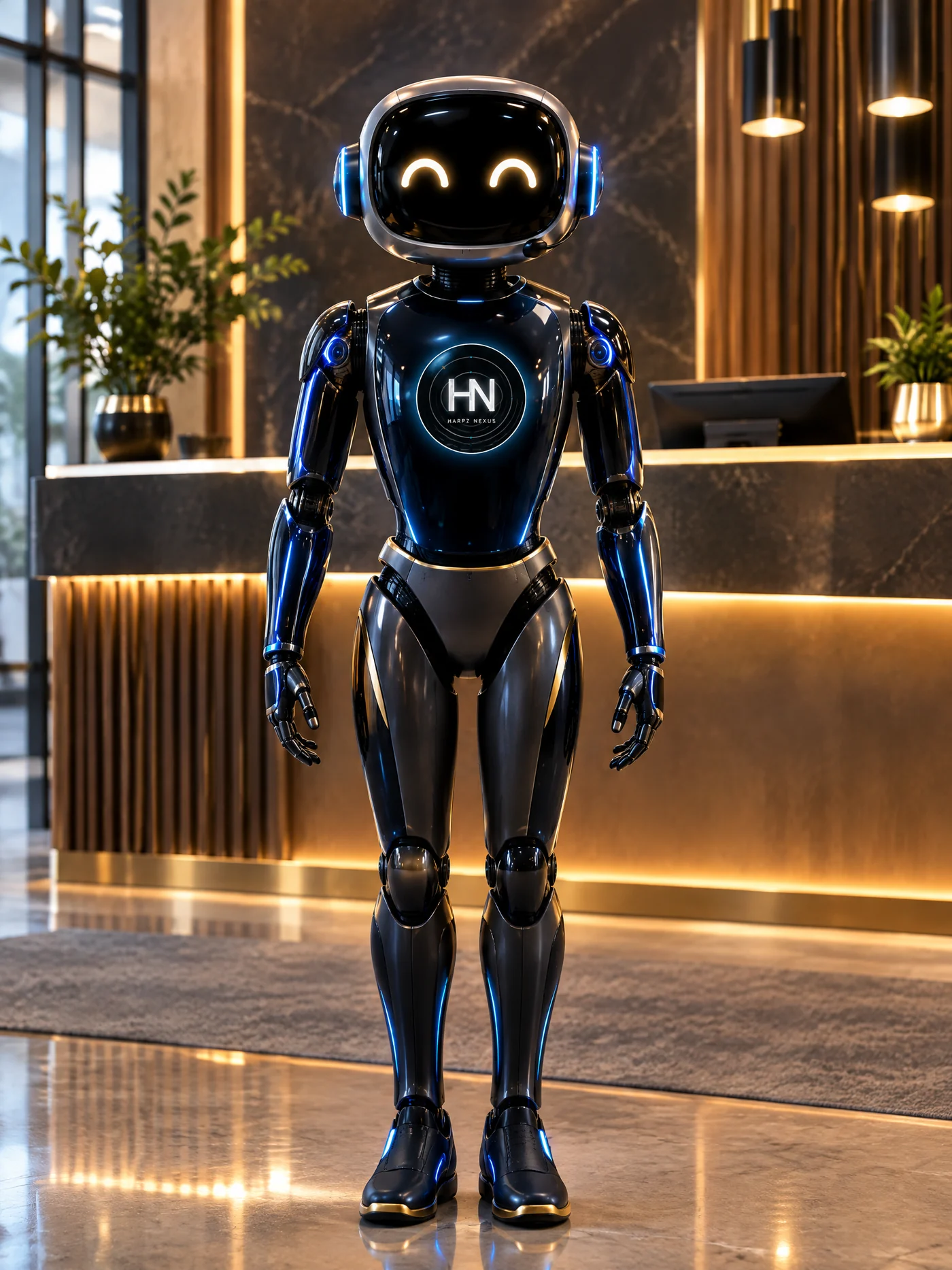 AI receptionist handling customer calls from a digital reception desk
